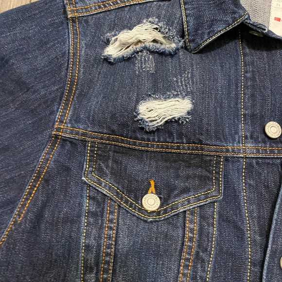 Moussy Distressed Patched Denim Jacket Size One Size - Picture 4 of 9